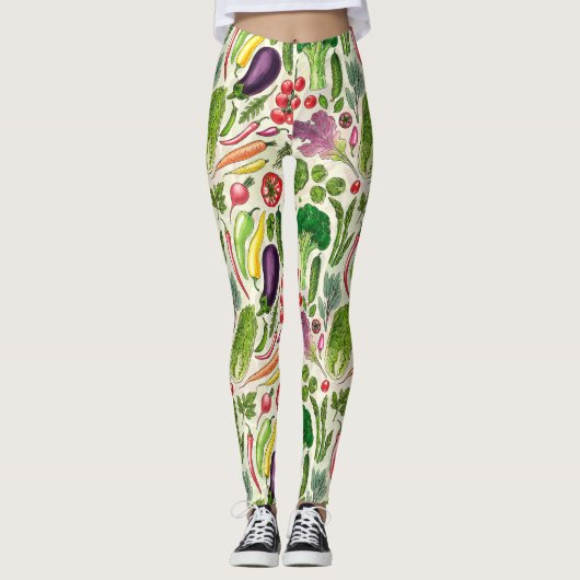Plantaardige kruiden en tuinoogst op off white leggings (Voorkant)