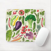 Plantaardige kruiden en tuinoogst op off white muismat (Met muis)