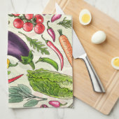 Plantaardige kruiden en tuinoogst op off white theedoek (Quarter Fold)