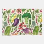 Plantaardige kruiden en tuinoogst op off white theedoek (Horizontaal)