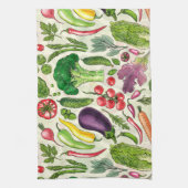 Plantaardige kruiden en tuinoogst op off white theedoek (Verticaal)