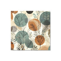 Plantaardige lijnkunst met aardse tinten en Abstra