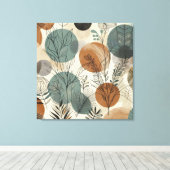 Plantaardige lijnkunst met aardse tinten en Abstra Canvas Afdruk (Insitu (Houten vloer))