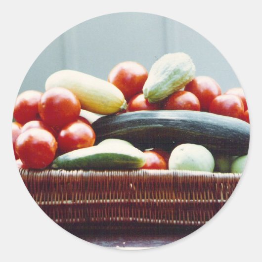 Plantaardige mandje ronde sticker (Voorkant)