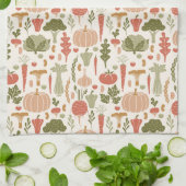 Plantaardige Patroon Vegetarische Boho Kleuren Theedoek (Gevouwen)