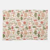 Plantaardige Patroon Vegetarische Boho Kleuren Theedoek (Horizontaal)