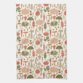 Plantaardige Patroon Vegetarische Boho Kleuren Theedoek (Verticaal)