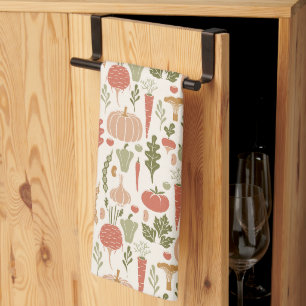 Plantaardige Patroon Vegetarische Boho Kleuren Theedoek