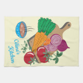 Plantaardige soep keukenhanddoek met naam (Horizontaal)