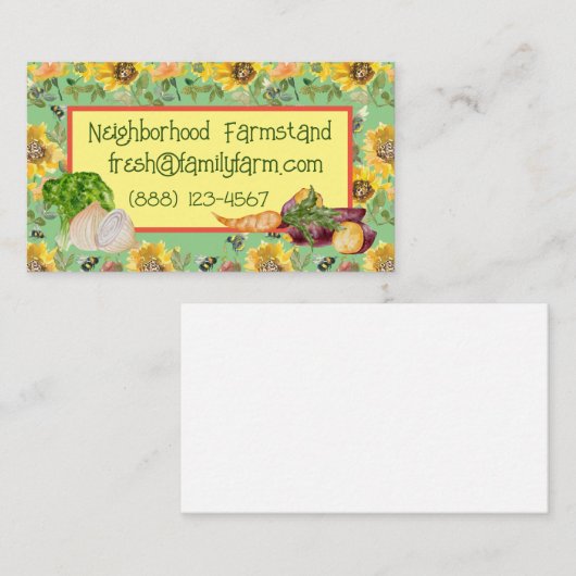 Plantaardige standaard Zonnebloem  Visitekaartje (Voorkant / Achterkant)