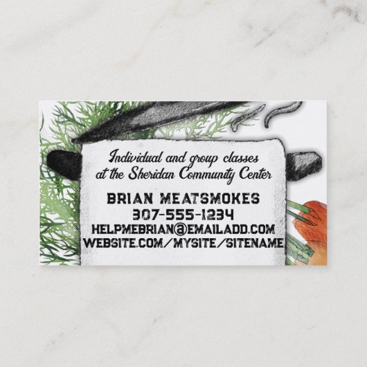 Plantaardige Stoompot Kookklasse Chef Catering Visitekaartje (Achterkant)