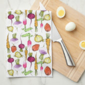 Plantaardige Tekening Wortelbiet Raddish Art Handd Theedoek (Quarter Fold)