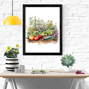 Plantaardige Tuin Waterverf Print Wall Art Poster