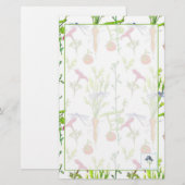 Plantaardige Tuin Waterverf Wortelen Briefpapier (Voorkant / Achterkant)