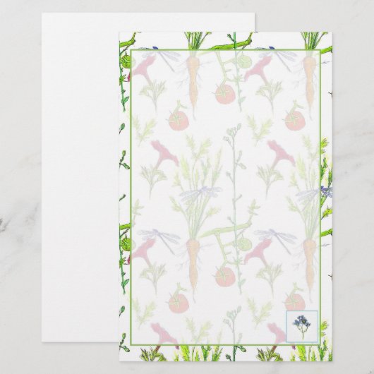 Plantaardige Tuin Waterverf Wortelen Briefpapier (Voorkant / Achterkant)