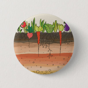 Plantaardige tuinbodemlagen natuur kunst ronde button 5,7 cm