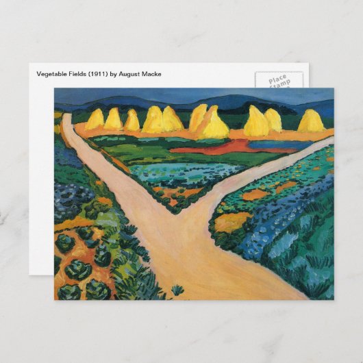 Plantaardige velden tegen August Macke, fijne kun Briefkaart (Voorkant / Achterkant)
