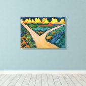 Plantaardige velden tegen August Macke,  fijne kun Canvas Afdruk (Insitu (Houten vloer))