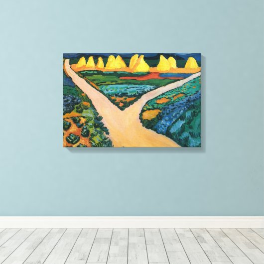 Plantaardige velden tegen August Macke,  fijne kun Canvas Afdruk (Insitu (Houten vloer))
