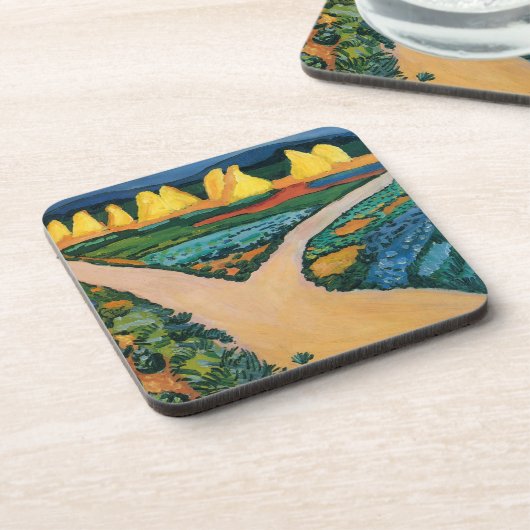 Plantaardige velden tegen August Macke,  fijne kun Drankjes Onderzetter (Linkerzijde)