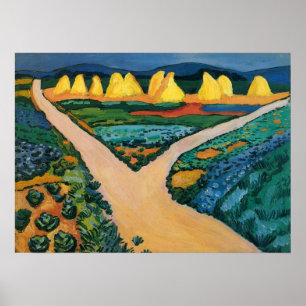 Plantaardige velden tegen August Macke,  fijne kun Poster