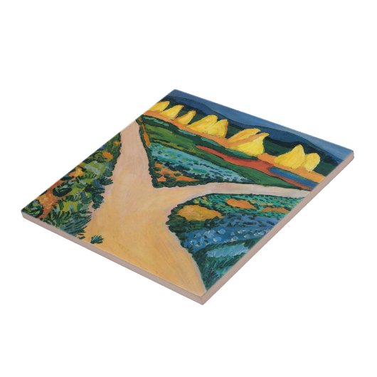 Plantaardige velden tegen August Macke,  fijne kun Tegeltje (Zijkant)