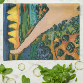 Plantaardige velden tegen August Macke,  fijne kun Theedoek (Gevouwen)