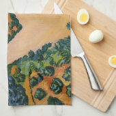 Plantaardige velden tegen August Macke,  fijne kun Theedoek (Quarter Fold)