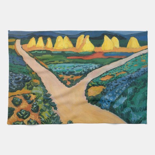 Plantaardige velden tegen August Macke,  fijne kun Theedoek (Horizontaal)