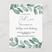 Plantaardige Waterverf Groen Eucalyptus Announcem Aankondigingskaart (Voorkant)