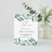 Plantaardige Waterverf Groen Eucalyptus Announcem Aankondigingskaart (Staand voorkant)