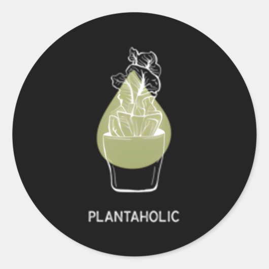Plantaholic duurzaamheid met handgetrokken potten ronde sticker (Voorkant)