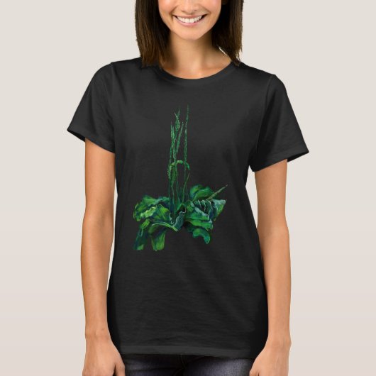 Plantain Floral Art Summer Plant Wildbloemen Groen T-shirt (Voorkant)