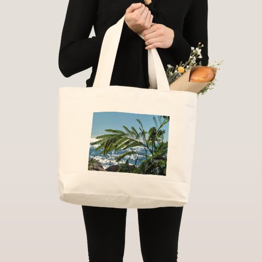 Plantas y mar azul grote tote bag (Voorkant (product))