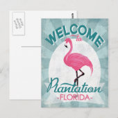 Plantation Florida Pink Flamingo Retro Briefkaart (Voorkant / Achterkant)
