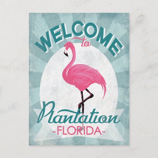 Plantation Florida Pink Flamingo Retro Briefkaart (Voorkant)