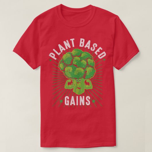 Plantbasis haalt Funny Broccoli Vegan Gym Workout T-shirt (Design voorkant)