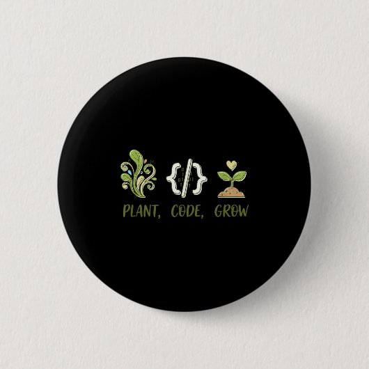 Plantcode groeiprogrammering tuinontwerp ontwerp  ronde button 5,7 cm (Voorkant)