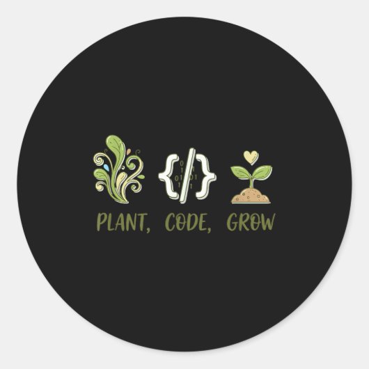 Plantcode groeiprogrammering tuinontwerp ronde sticker (Voorkant)