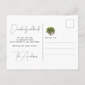 Planted New Roots Adres Eiken Boom Waterverf Verpl Aankondigingskaart (Achterkant)