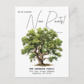 Planted New Roots Adres Eiken Boom Waterverf Verpl Aankondigingskaart (Voorkant)