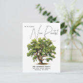 Planted New Roots Adres Eiken Boom Waterverf Verpl Aankondigingskaart (Staand voorkant)