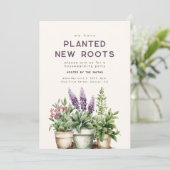 Planted New Roots Housewarming Party Uitnodigen Kaart (Staand voorkant)