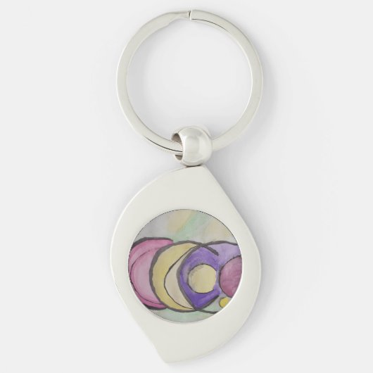 Planten Abstracte Art Metal Key Ring Sleutelhanger (Voorkant)