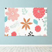 Planten Achtergrond Patroon Uitgerekt Canvas Print (Insitu (Houten vloer))