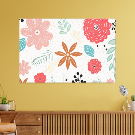 Planten Achtergrond Patroon Uitgerekt Canvas Print (Insitu (Woonkamer))