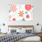 Planten Achtergrond Patroon Uitgerekt Canvas Print (Insitu (Slaapkamer))