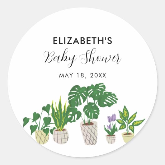 Planten Baby shower Bloom Greenery botanisch Ronde Sticker (Voorkant)