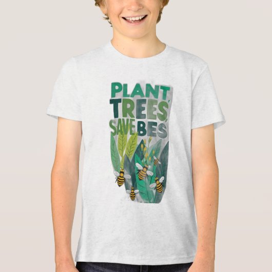 Planten, bijen redden Tri-Blend shirt (Voorkant)