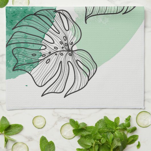 Planten bladeren theedoek (Gevouwen)